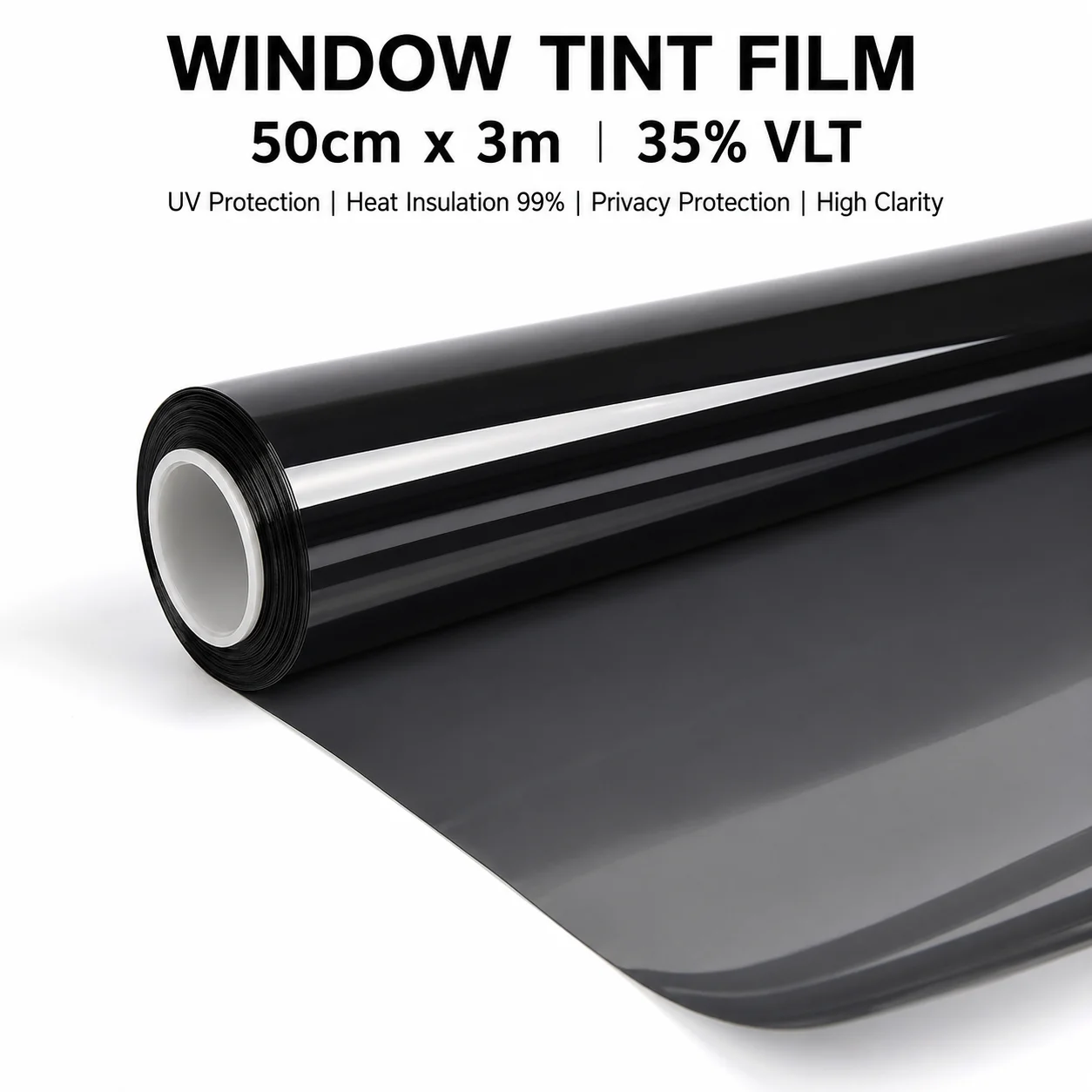 

Car Side Rear Window Tint Film 50cmX300cm 35% VLT Soft Smoke Automotive Heat Blocking Window Film Ceramic Truck Resistant Van No
