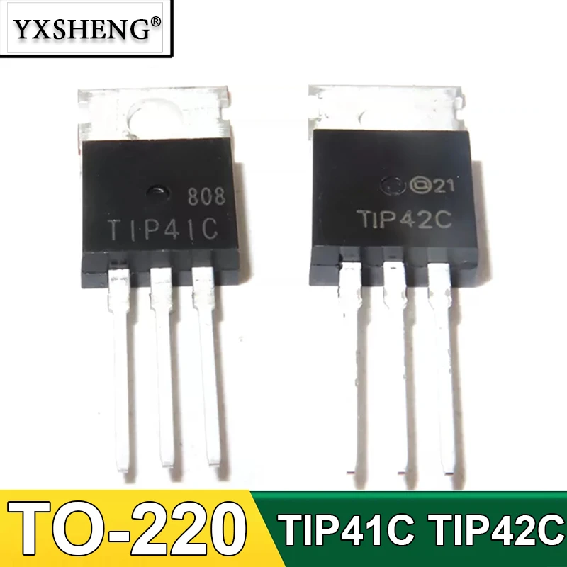 10PCS TIP41C TIP42C Through-Hole TO-220 Darlington Bipolar Power Transistor 5Pair (5pcs TIP41+ 5pcs TIP42) TO220