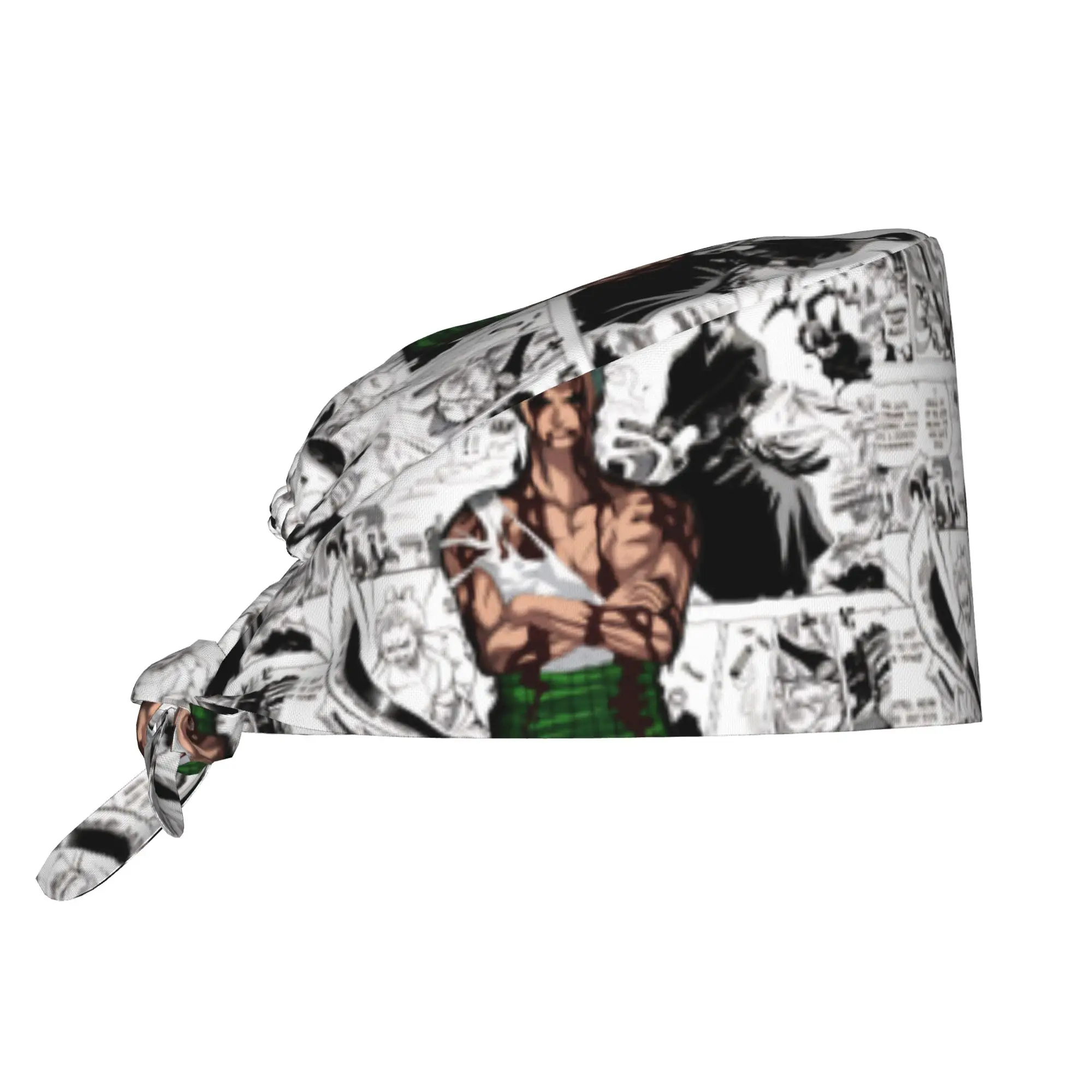 Gorro Quirúrgico Personalizado Zoro One Piece, Cómodo y Divertido, Gorro de Enfermería con Diseño de Anime y Cómic