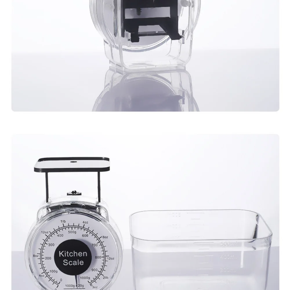 Mechanical Food Scale Manual Spring Balance Household Kitchen Tool Baking Cooking Gadget Accurate Weight Tray Plastic Meter