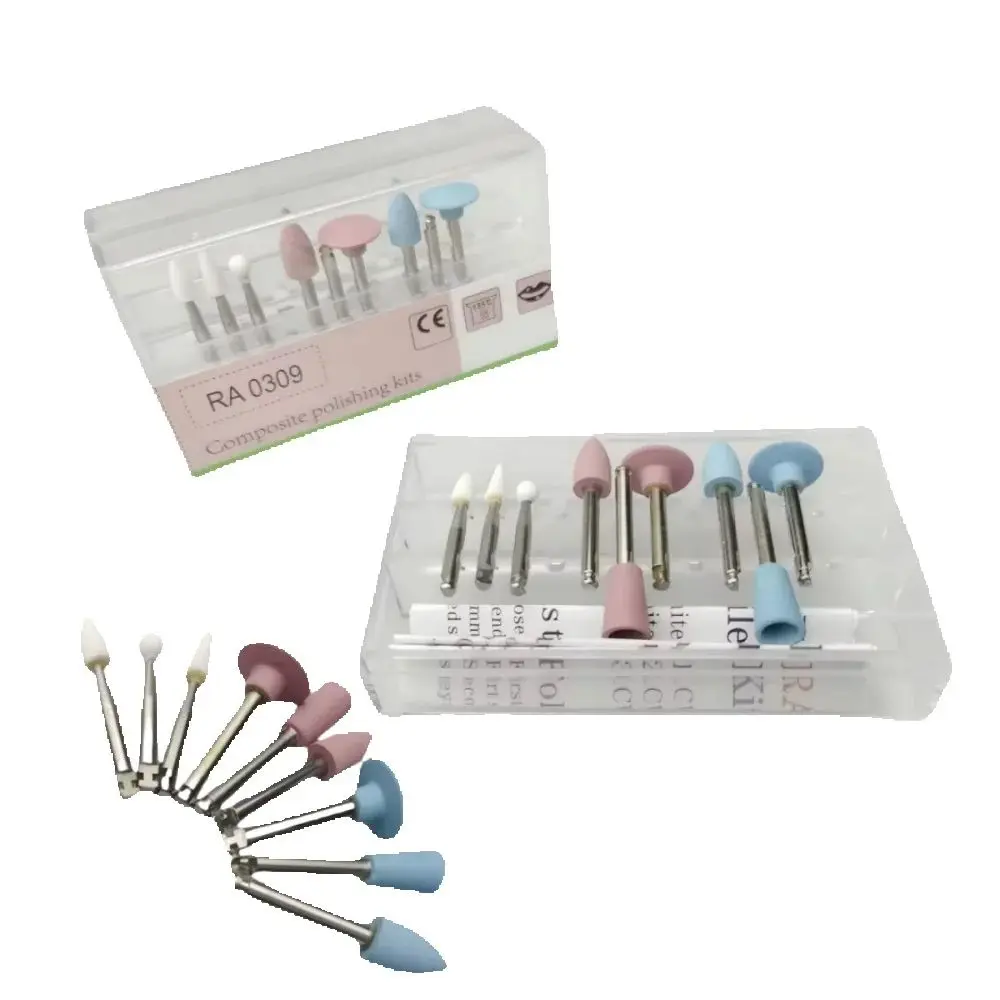 9Pcs RA0309 Dental Polishing Kit - Composite Resin Polishers for Low Speed Handpiece & Contra Angle