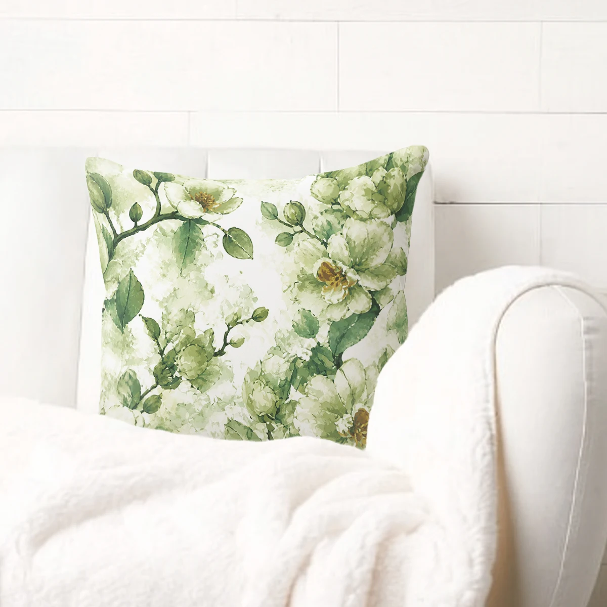 Vintage Floral Pattern Polyester Pillow Cover - Exotic Botanical Printed Pillow Case for Sofa, Bedroom & Living Room Decor