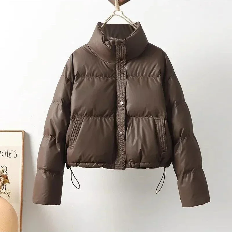 Winter Warm Thick Parkas Women New Korean Fashion Loose Crop Jacket Female Black Cotton Padded  Elegant Zipper Coat Y2K Tops