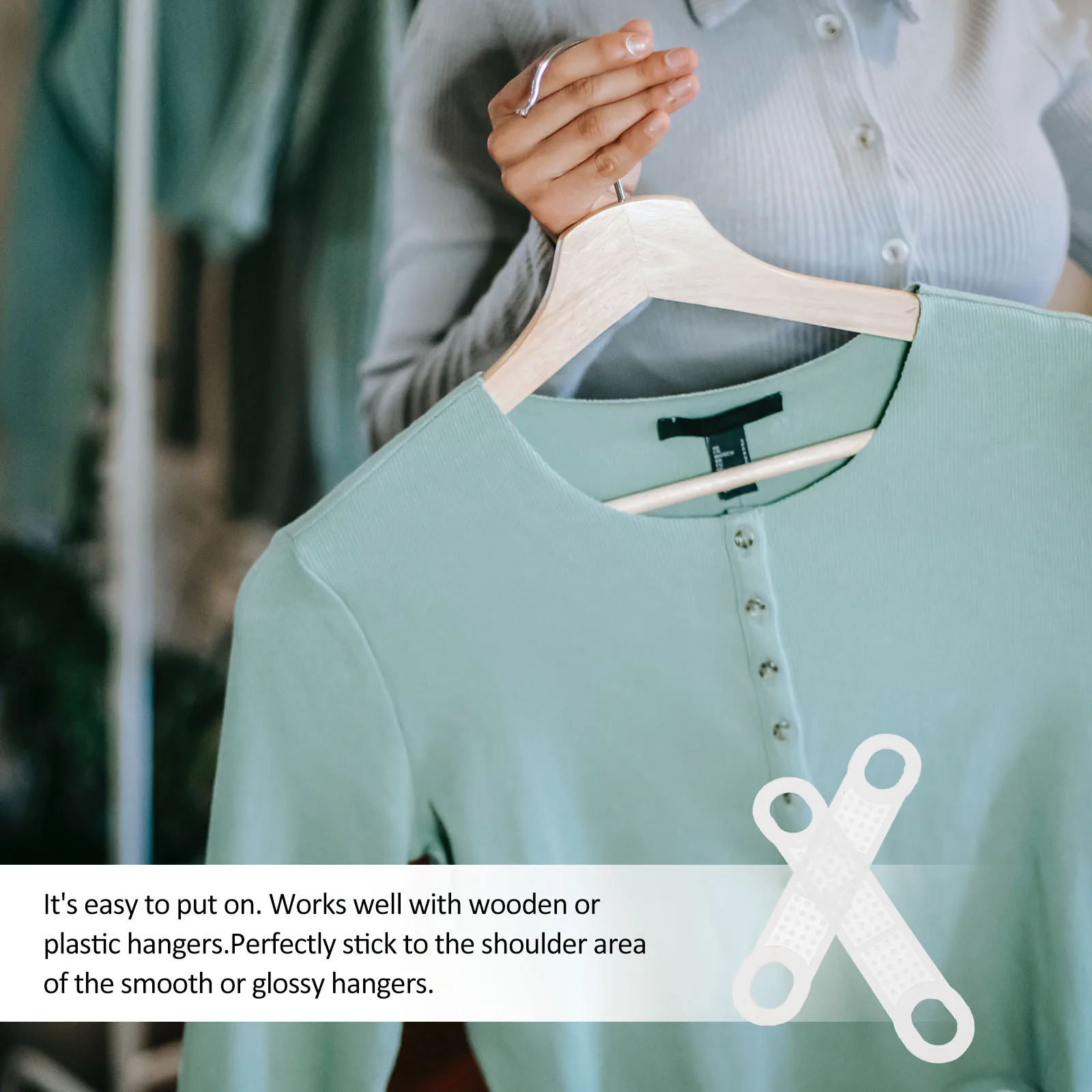 

50Pcs Silicone Non-Slip Hanger Strips Clear Adhesive Grip Tape Closet Accessories Anti-Skid Hanger Grips for Tank Tops Dresses