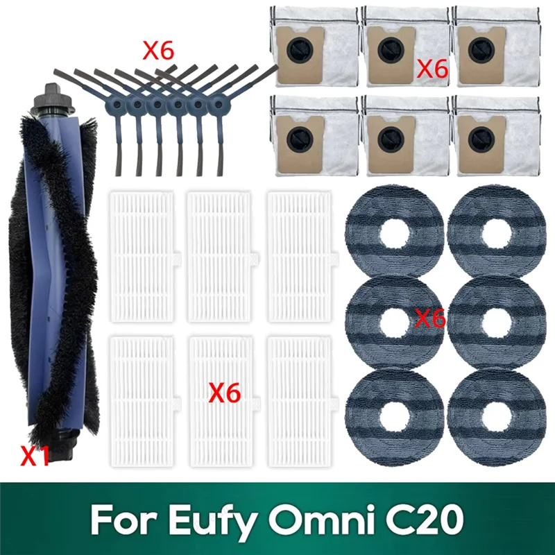 Promozione! Kit di pulizia completo per Eufy Omni C20: include sacchetto per la polvere, filtro Hepa, rullo, spazzola laterale e panno per scopa