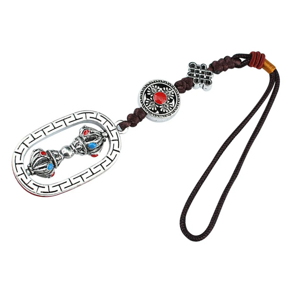 Prayer Wheel Pendant Bag Tibetan Style Key Fob Hanging Decor Car Decorative Buddha Statue