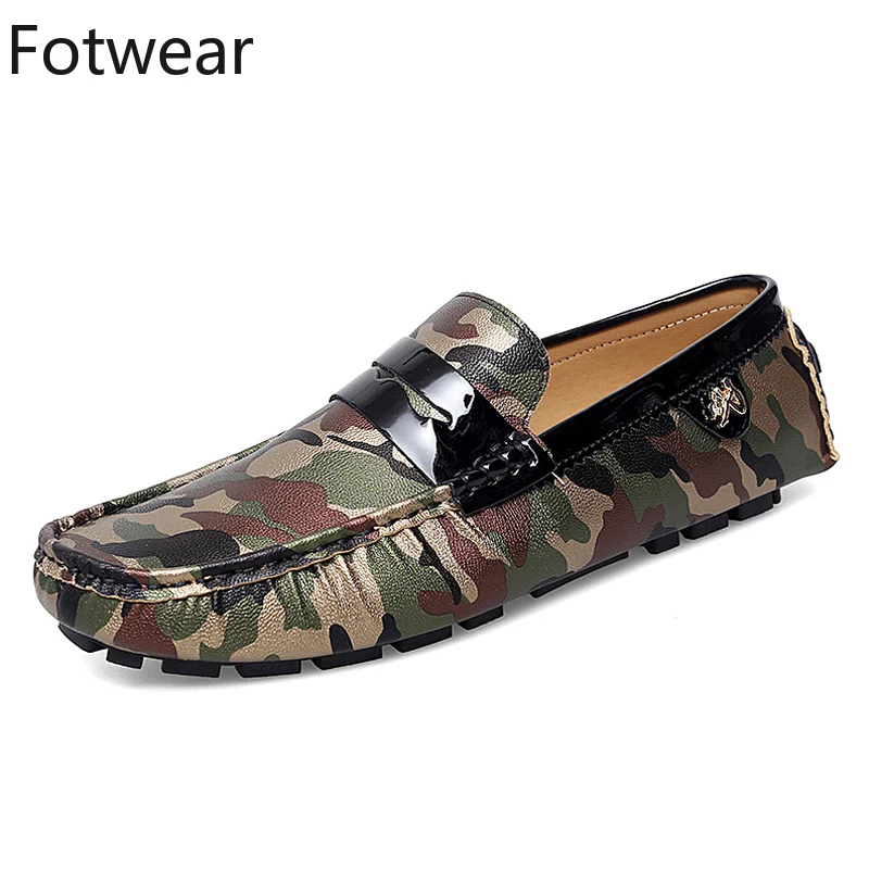Camouflage Penny Loafers Men Big Size 35-48 Luxury Gold Silver Moccasins Men Slip on Flats Lazy Shoes Men Leather Casual Shoes