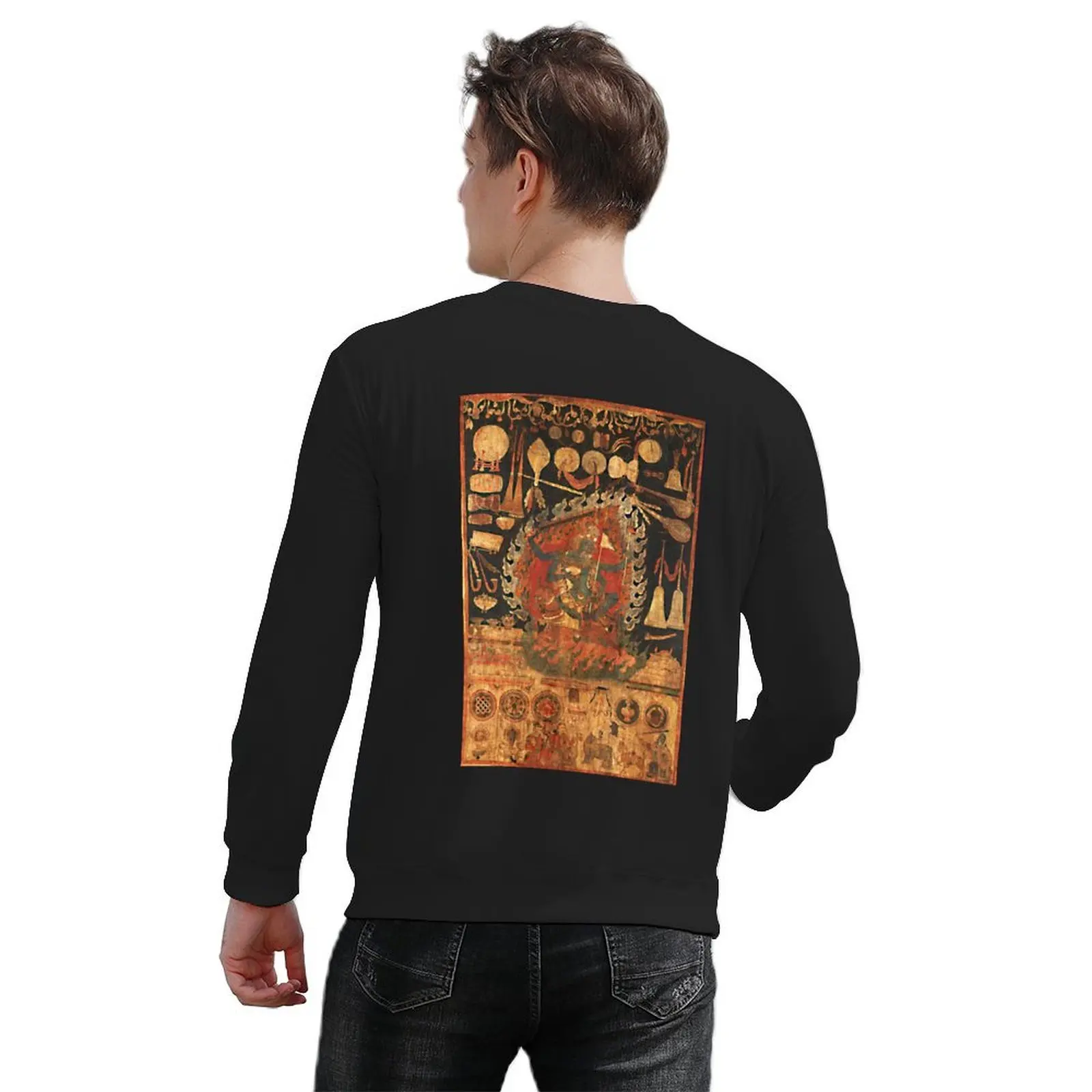Mandala 75 Goddess Palden Lhamo Pullover clothes for men mens designer clothes blouse tracksuits graphic sweatshirts
