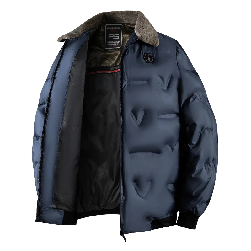 Winter Warm Thick Padded Jacket Men Casual Business Windproof Parkas Outdoor Cotton Lapel Jackets Zipper Men's Puffer Parka Coat