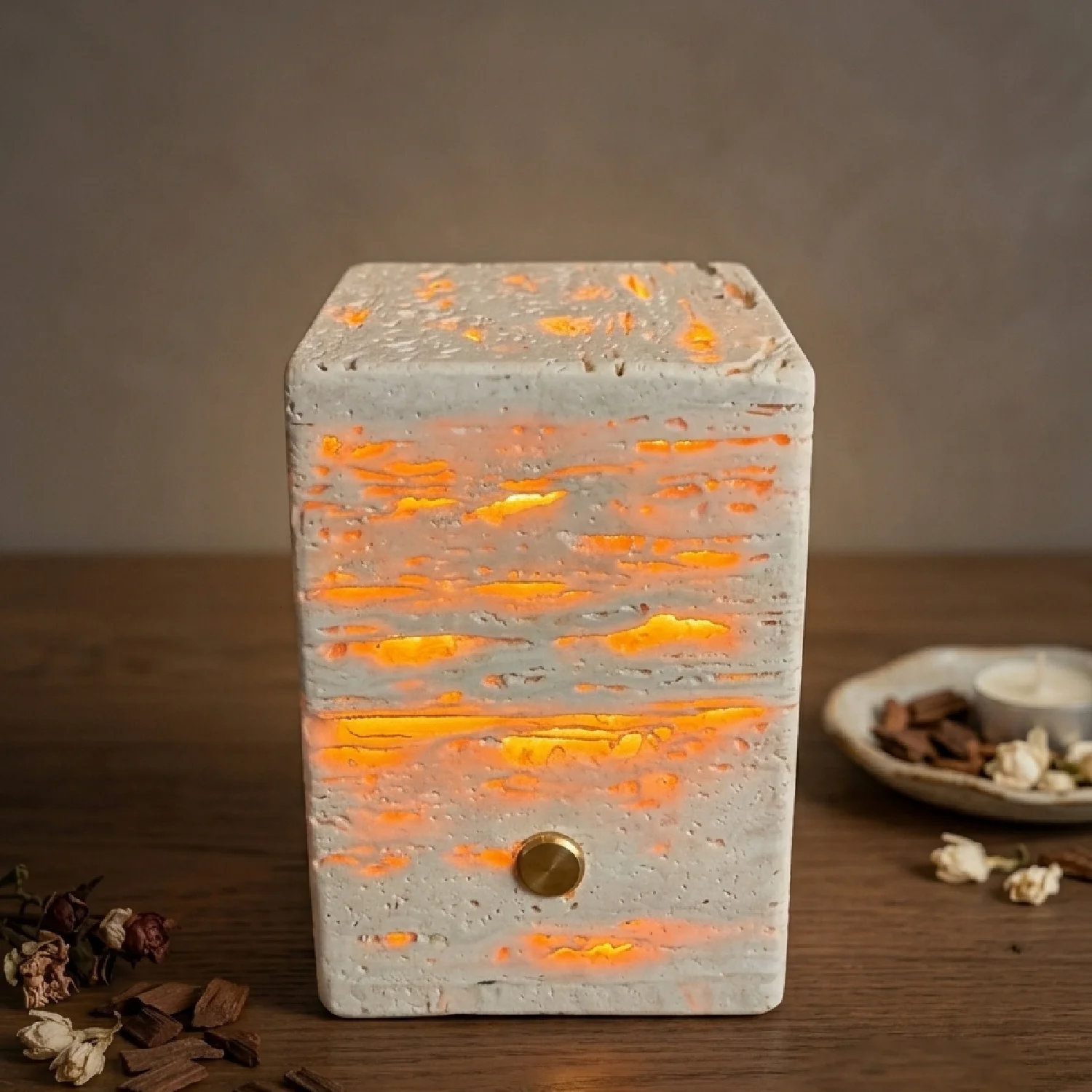 Rechargeable Marble Table Lamp with Touch Control,Multiple Sizes,Portable Travertine Stone Mood Light for Bedroom Home Decor