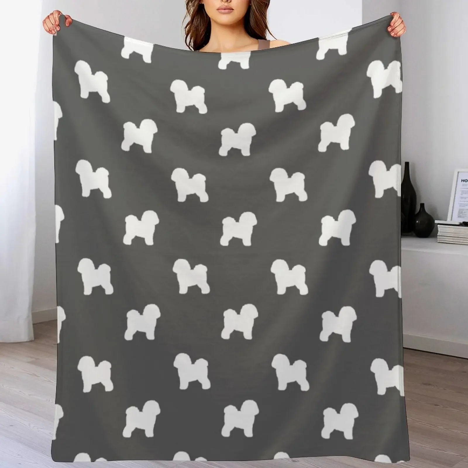 Bichon Frise Silhouette(s) Throw Blanket Luxurious Soft Blanket Holiday Gift for Family