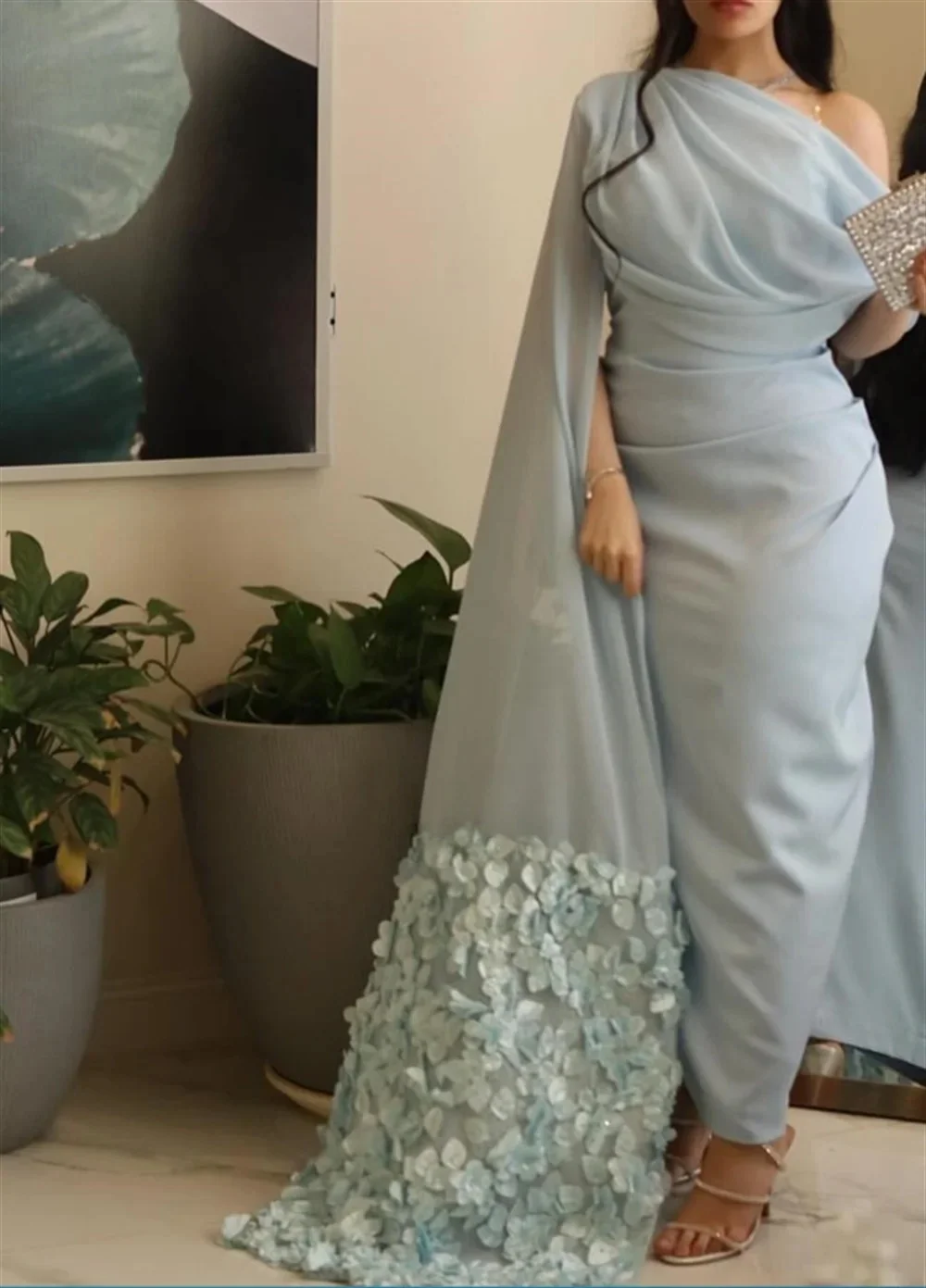 

Floral Formal Party Long Bespoke Occasion Gown Evening Dresses Pastrol Unisex Jersey Retro Dubai Saudi Arabic Prom Customized