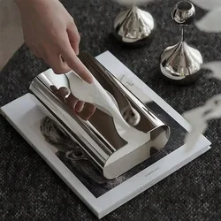 Nordic Stainless Tissue Case Mirror Napkin Holder Silvery Napkin Box Desktop Tissue Box Table Decoration Kitchen Accessories
