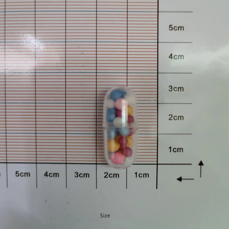 ミニクリアカプセルケース,プラスチック製の錠剤コンテナ,メダインの色,spitters,DIY人形,20個