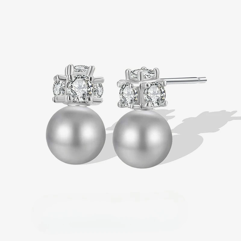 

New S925 Silver Grey Bead Earrings for Women's Niche Design, High End, Personalized Earrings, Wedding Jewelry
