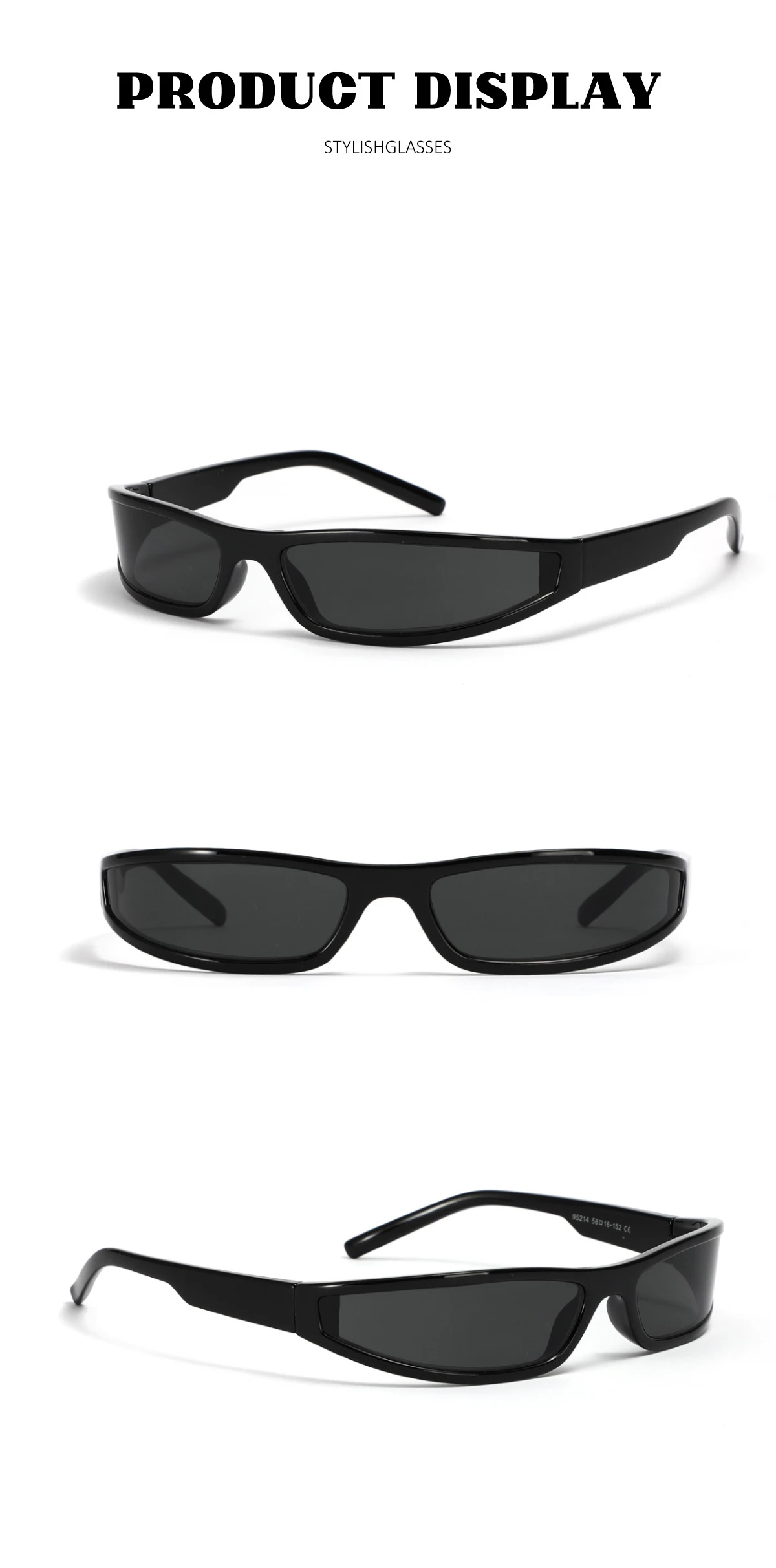 Narrow Rectangle Y2K Sunglasses 2025 Luxury Brand Punk Wrap Arou7.85