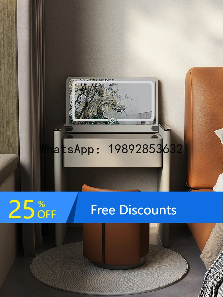 

ZZ Minimalist Dressing Table Flip Mirror Small Apartment Bedroom Light Luxury High-end Storage Dressing Table