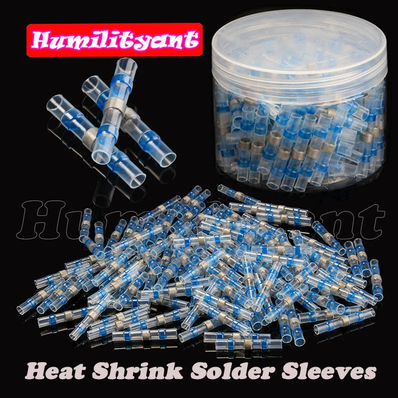 

140PCS Blue Waterproof Insulated Heat Shrink Connectors Solder Sleeve Wire Connectors AWG16-14/1.5-2.5mm²