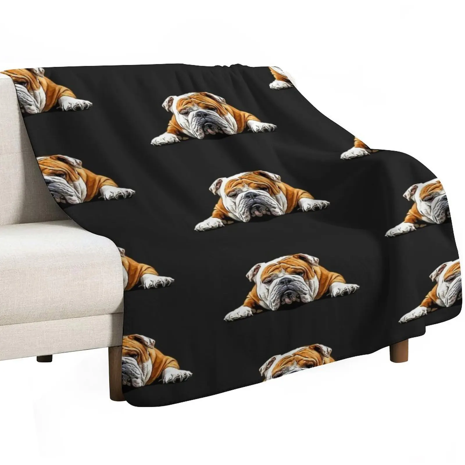 Bulldog Chill Pose - English Bulldog Throw Blanket For Sofa Thin wednesday Soft Plush christmas decoration Flannel Blankets