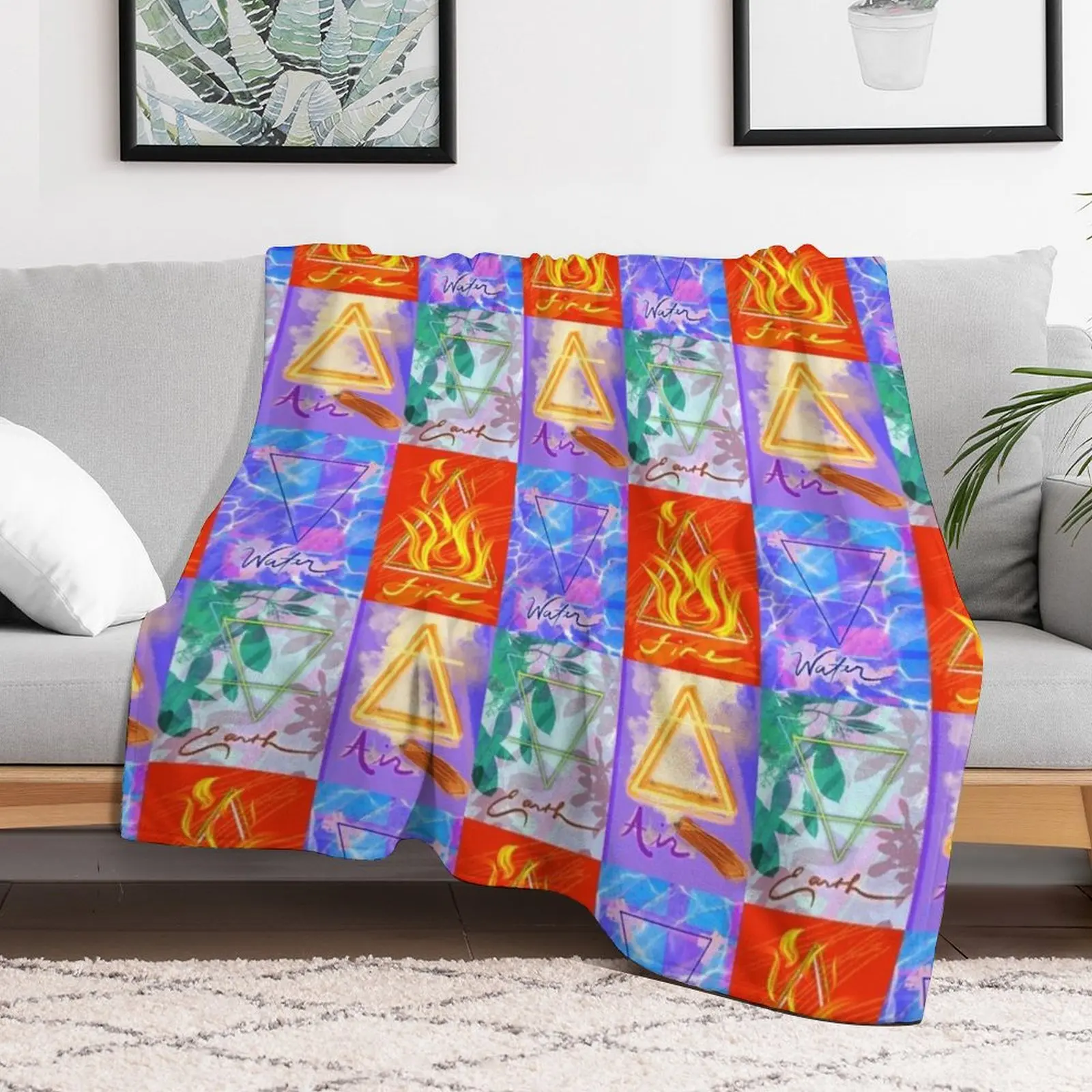 Quadratic Elemental Balance Throw Blanket Hairy Nap Large Flannels Blankets