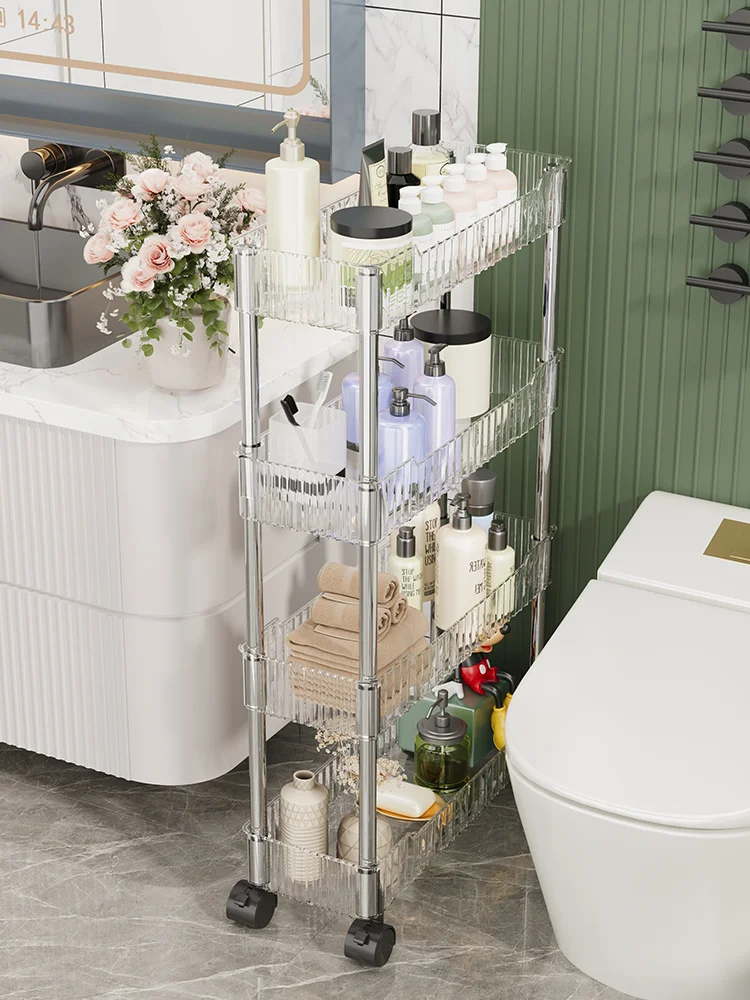 

Bathroom Floor Standing Storage Rack Toilet Organizer Multi-Layer Washstand Organizer Bathroom Cart for Space Saving