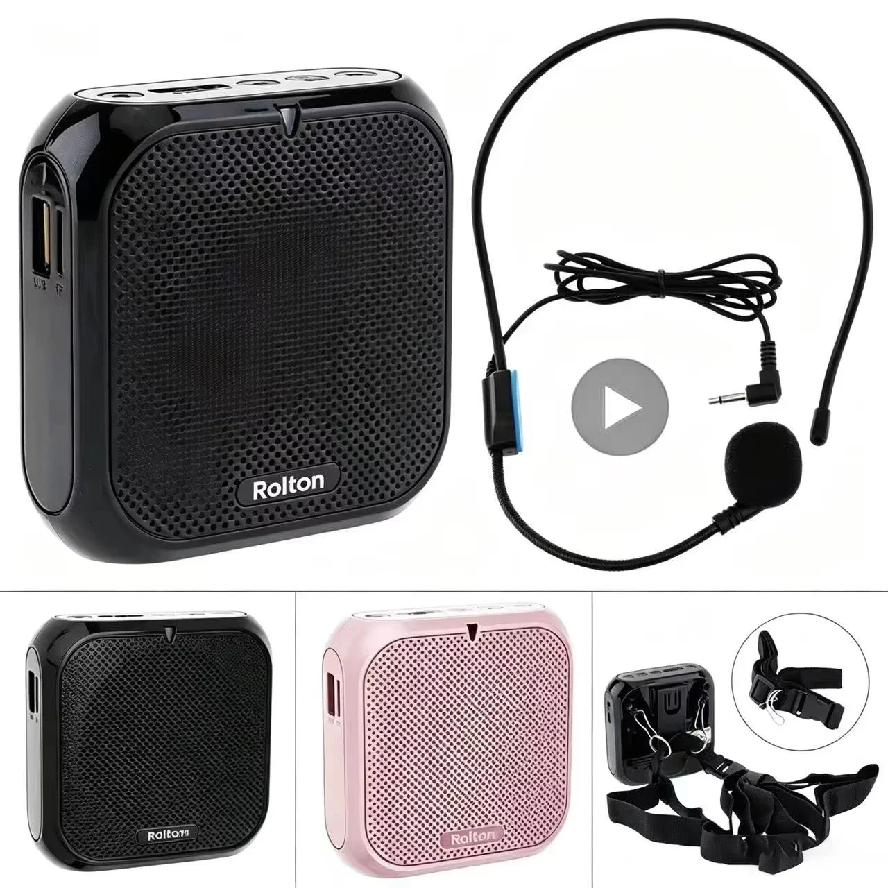 Headworn microfone alto-falante amplificador de voz gravador microfone alto-falante áudio mini com fio mikrofon mike som bateria kit fone de ouvido