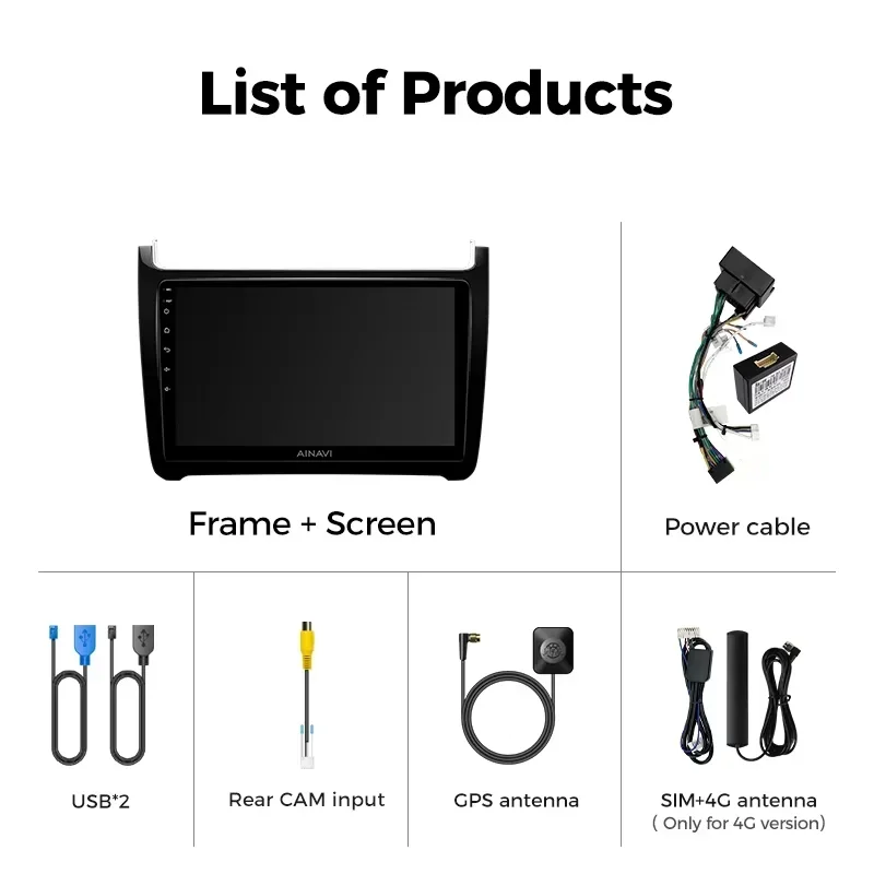 Ainavi Car Multimedia For VW Volkswagen POLO 5 2008-2017 Vento Wireless Carplay Android 13 Auto Car Radio Stereo 48EQ DSP 2 Din