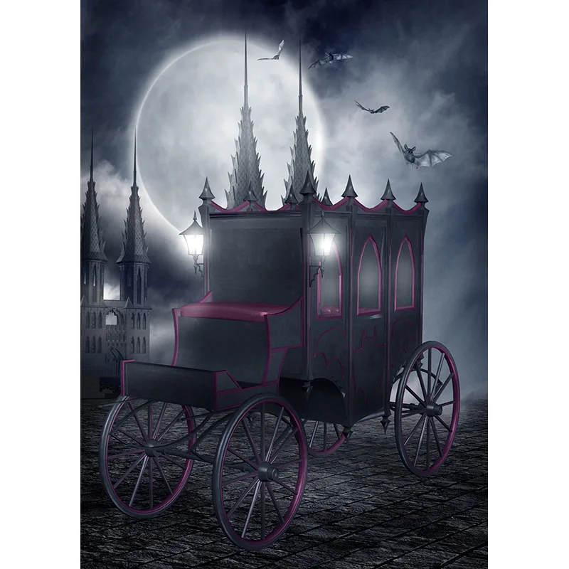 SHENGYONGBAO Halloween Backdrop Pumpkin Lantern Castle Forest Moon Tombstone Photography Background Photo Studio Props  NG-03