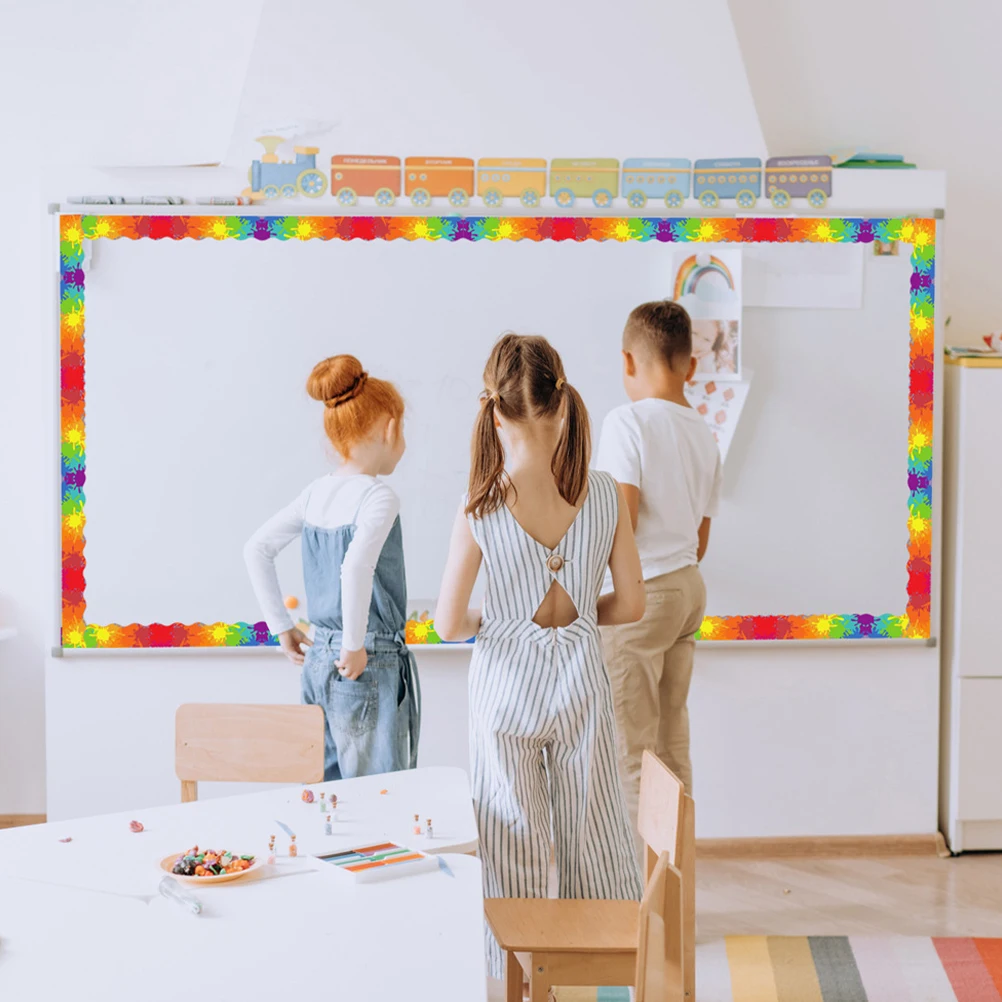 

12pcs Magnetic Border Trim for Classroom Whiteboard PVC Bulletin Board Strips Removable Blackboard Edging Wear-Resistant Light