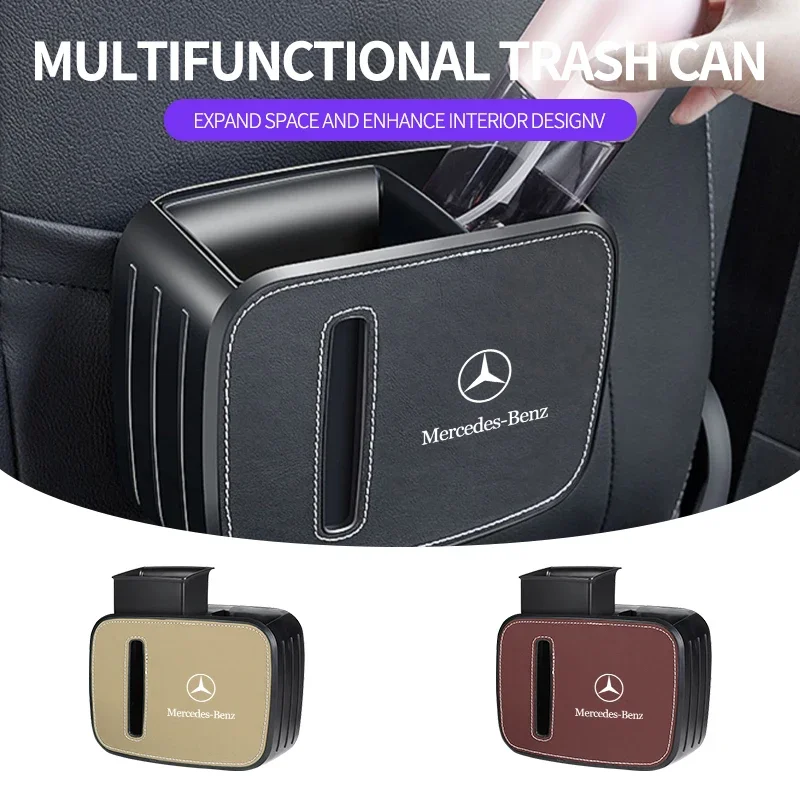 Car Interior Storage Case Trash Bin Push Can Mini Garbage Box Door Seat For Mercedes Benz AMG C S-Class W212 W222 W176 AMG GT