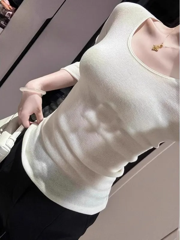 Soft Long Sve Camere Knitted Sweater Women's Autumn Winter Warm Fitting Slimming Base Layer Top White mat Sle