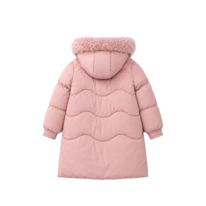 UNITIM Winter Junior Mädchen Praka 5-14 Jahre Teenager Mädchen Kunstpelzkragen Mittellange Jacke Kinder Mädchen Dicke Warme Reißverschluss-Oberbekleidung – Detail 6