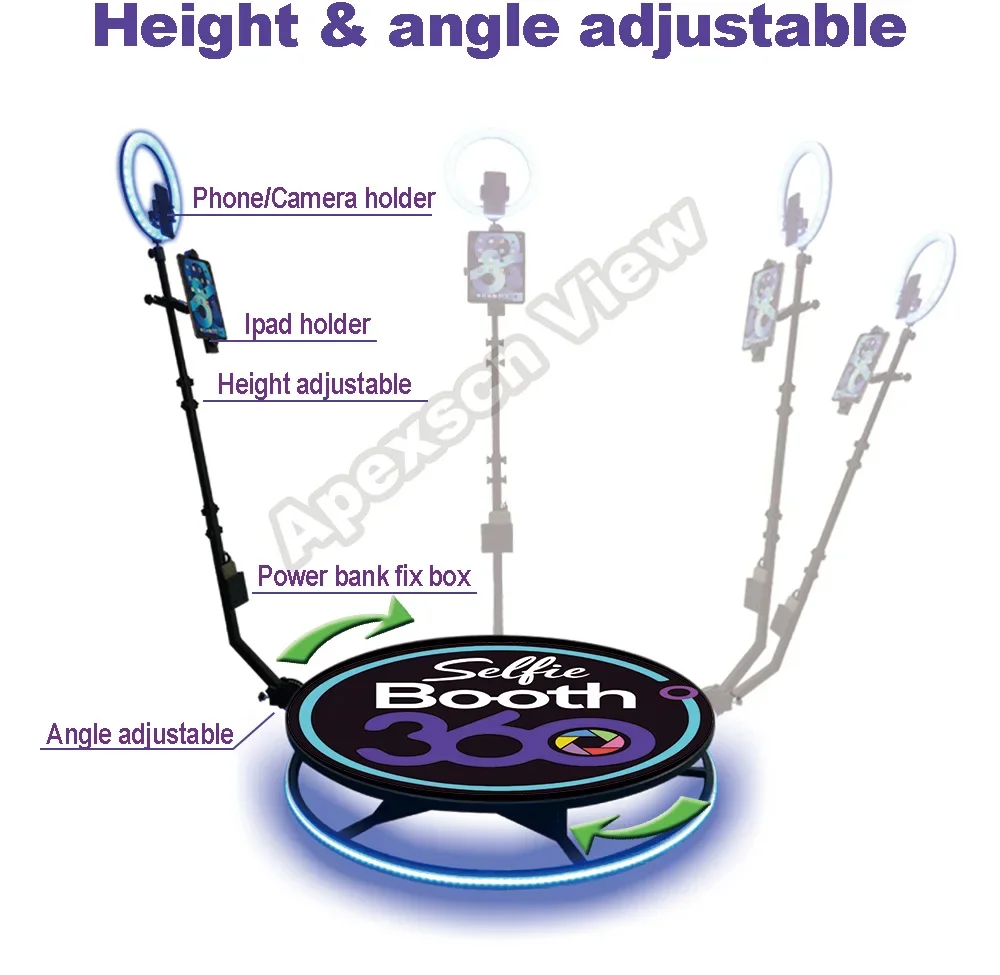 Hot SaleFast DHL Shipping 360 Video Photobooth with LED Magic Mirror Compatible with iPad SLR  Automatic 68cm Case 48h Delivery