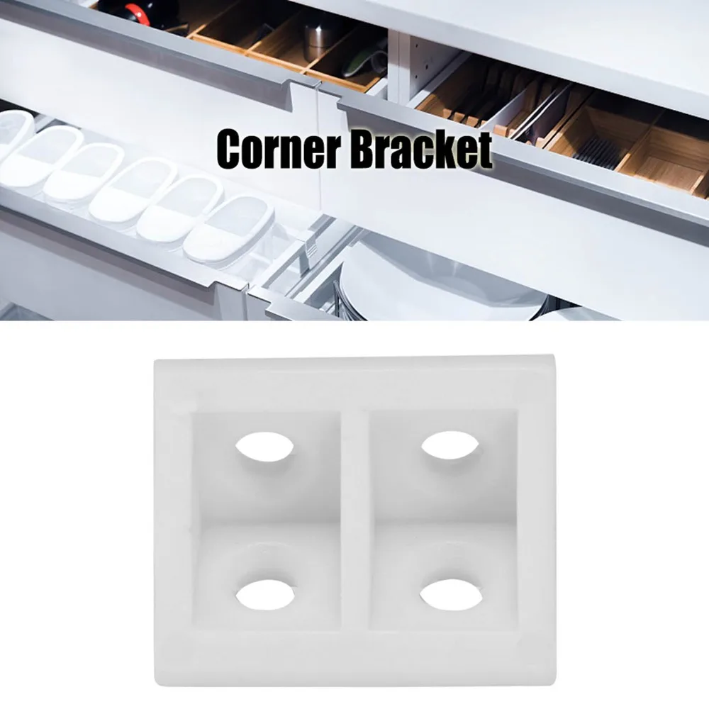 50pcs Convenient Plastic Corner Brace Bracket White 4 Holes L Shape Bracket Furniture Corner Brace Furniture