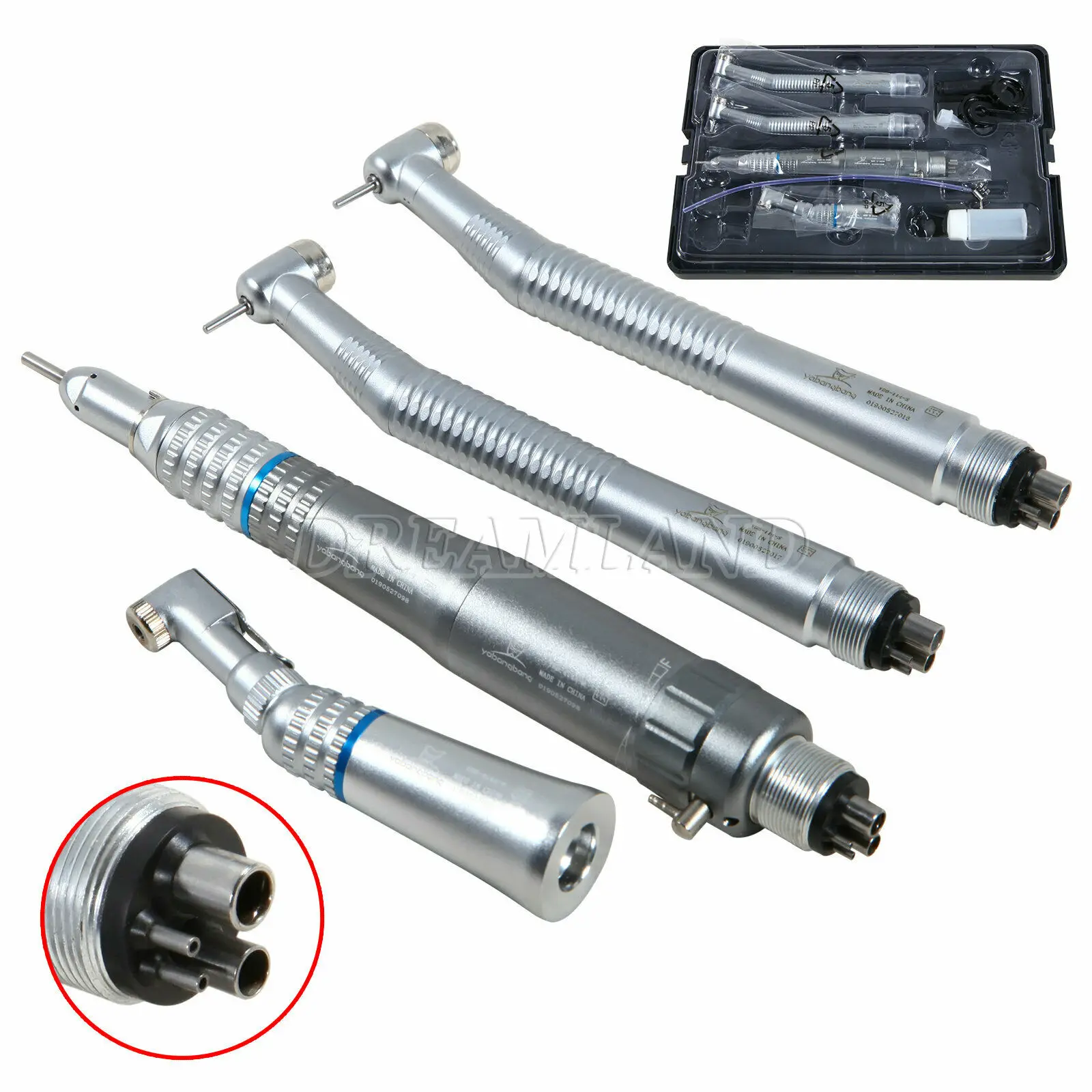 

Dental High Fast & Slow Low Speed Straight Contra Angle Handpiece kit Air Motor 4 Hole NSK Pana Max Style