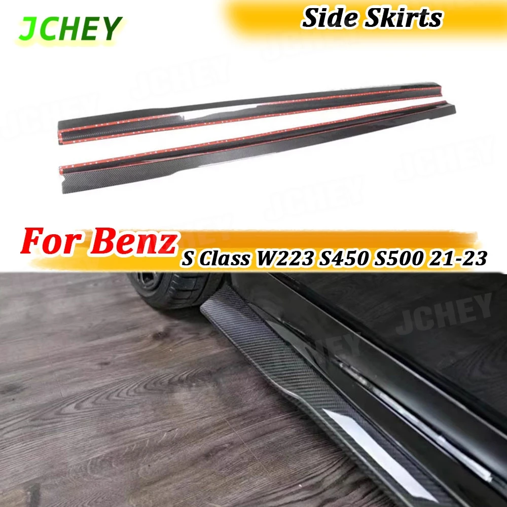 

JCHEY Carbon Fiber Side Skirts Bumper Aprons Decoration for Benz S Class W223 S450 S500 Sport 2021-2023 Body Kits FRP