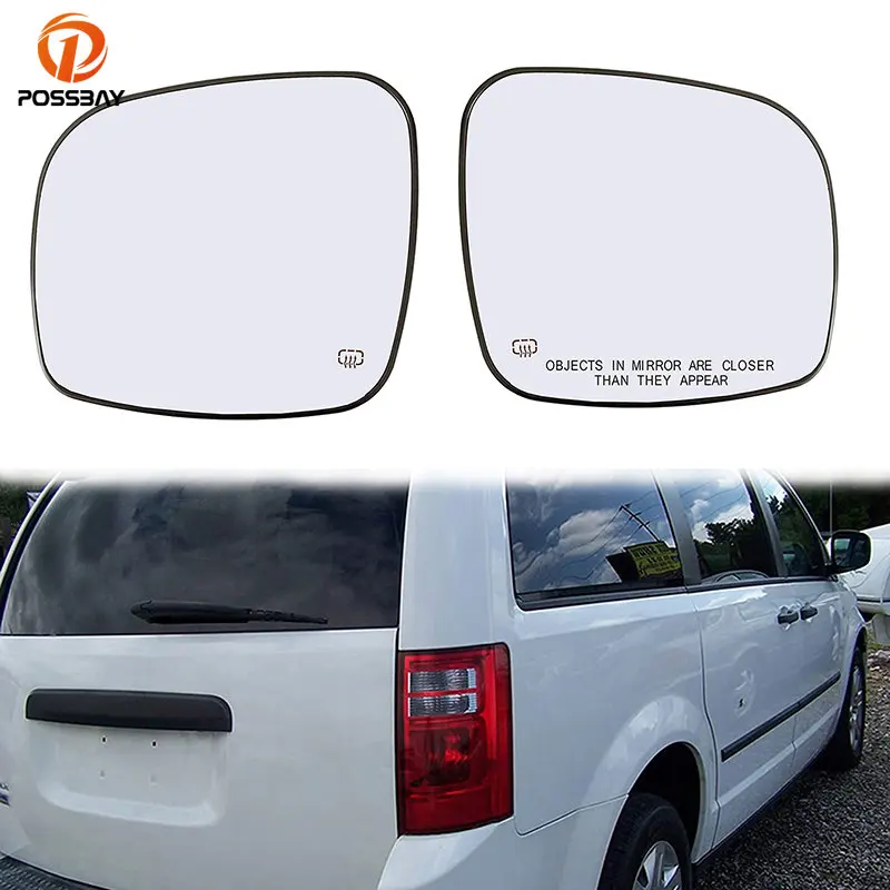 Left Right Heated Rear View Mirror Glass with Backing Plate 68026176AB for Chrysler Town & Country LX 2008 2009 2010 2015 2016