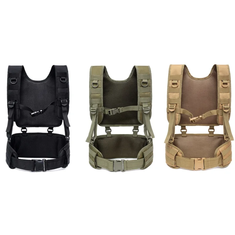 

Molle Tactical Padded Battle Vest Belt With Comfortable Pads Removable Harnes Detachable Suspender Straps Airsoft Combat Duty