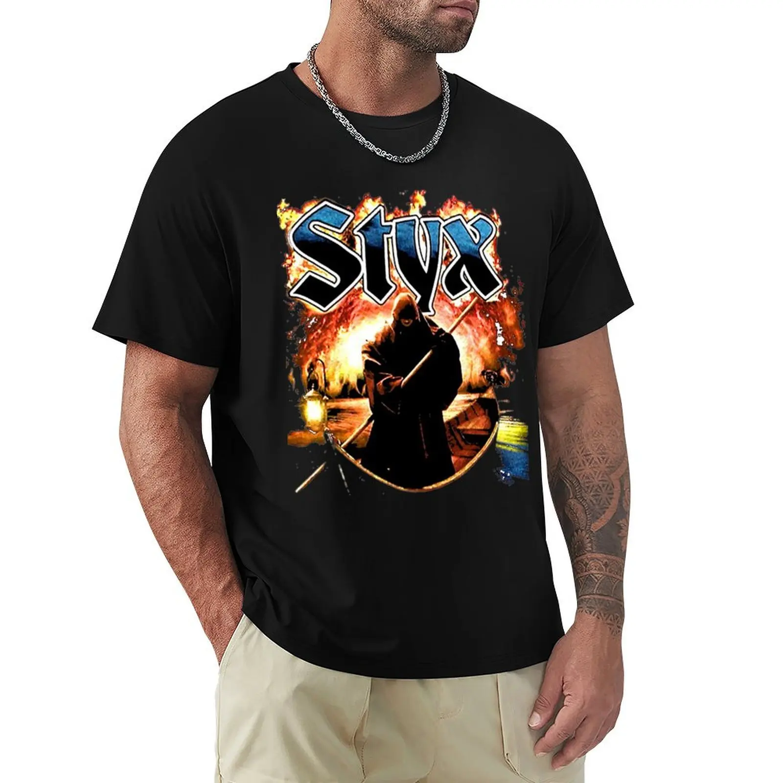 تي شيرت المفضل بشعارات فرقة STYX لكرة القدم، قمصان برسومات، تي شيرت أساسي، ملابس رجالية بمقاسات كبيرة