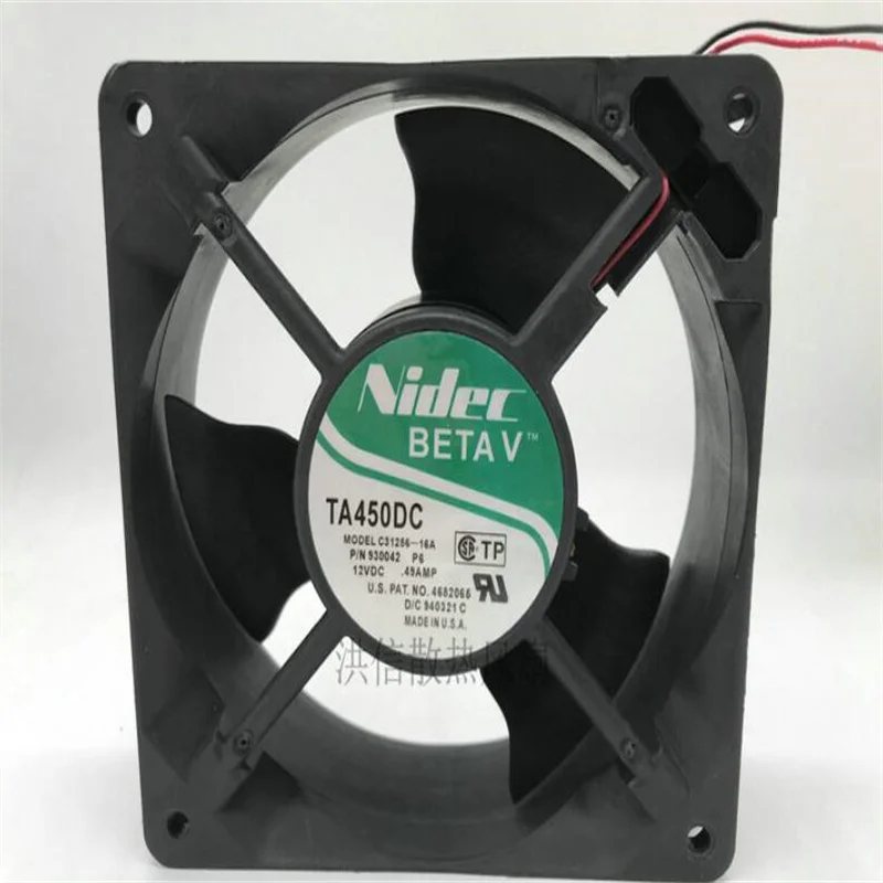 Original nidec 12038 ta450dc c31256-16a dc12v 0.49a ventilador de refrigeração de dois fios