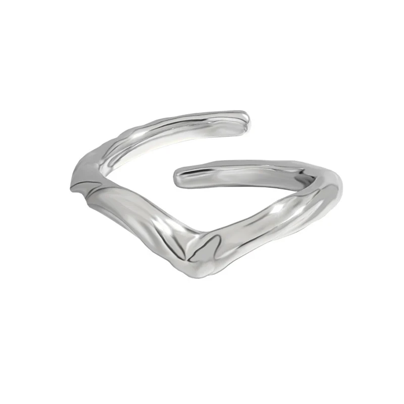 Small design ins cool wind simple wrong side of a texture S925 sterling silver open ring