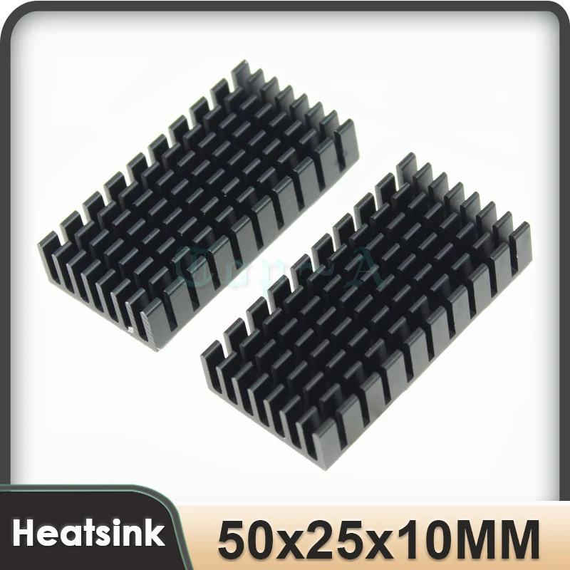 Gdstime 10Pcs 50mm x 25mm x 10mm Heatsink 50*25*10mm IC Heat sink Black Aluminum Cooling Fan 50mmx25x10mm