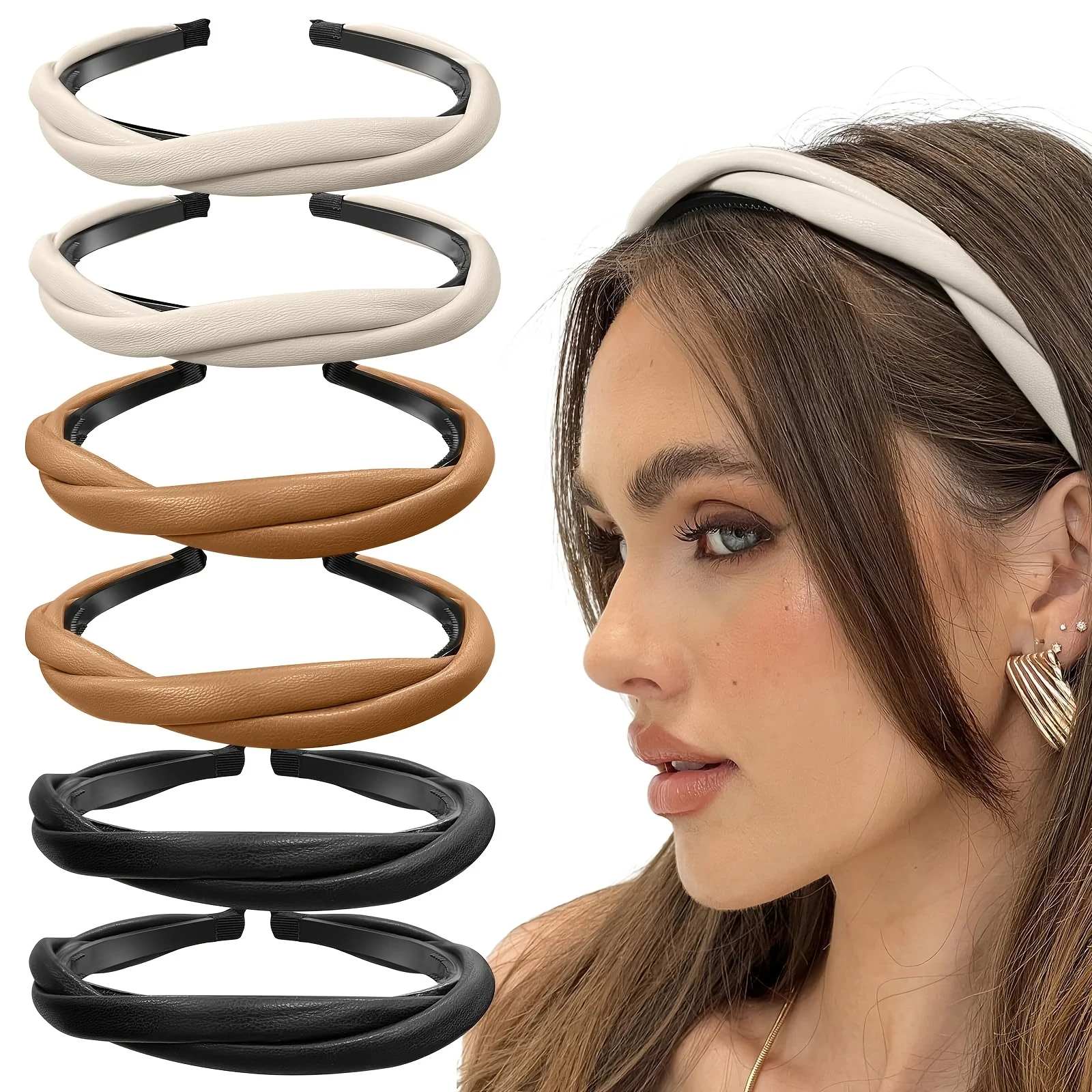 [Trendiges PU-Leder-Haarband] 1 Stück Vintage-PU-Leder-Haarband Twist-Haarband Trendiger Haarschmuck für Frauen und den täglichen Gebrauch