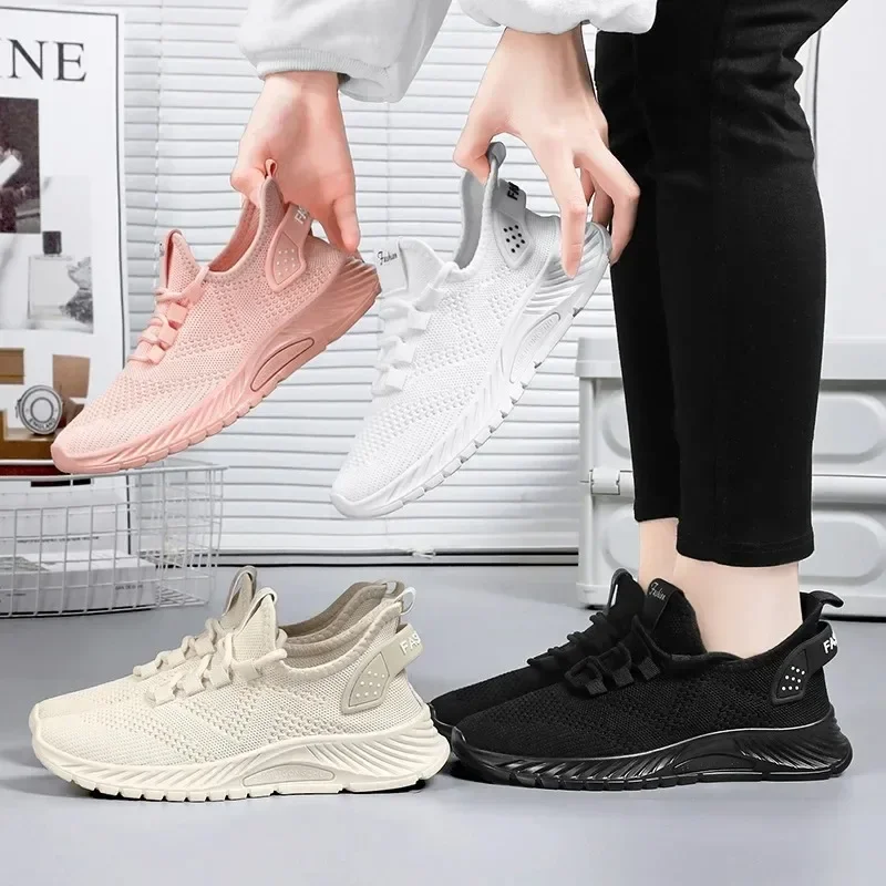 2025, Damenschuhe, Sommer-Damenschuhe, fliegende gewebte Freizeitschuhe, bequeme, atmungsaktive Damen-Turnschuhe
