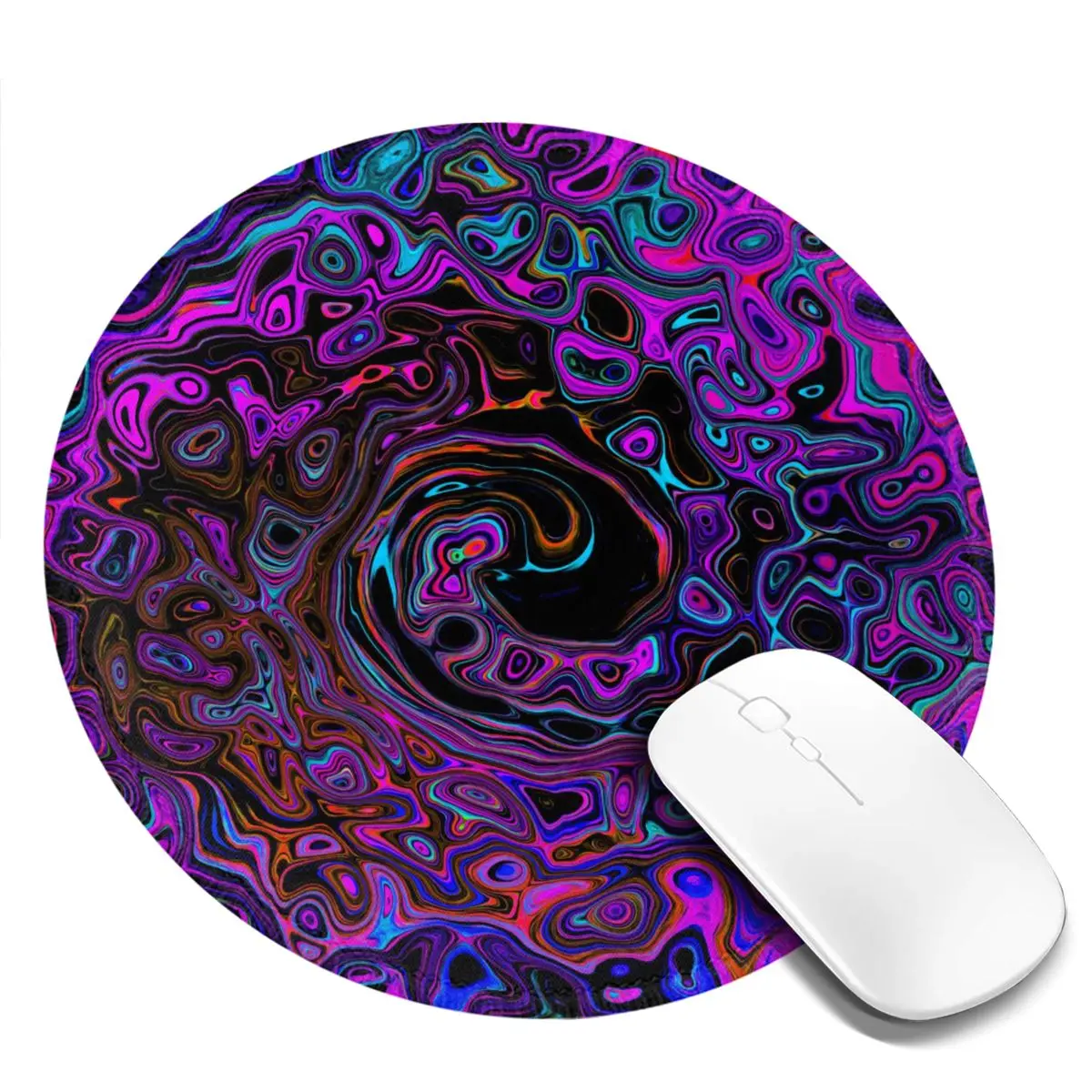 Retro Liquid Swirl Round Mouse Pad Trippy Magenta Aesthetic Rubber Gaming Mousepad For Notebook Computer Soft Custom Mouse Mats