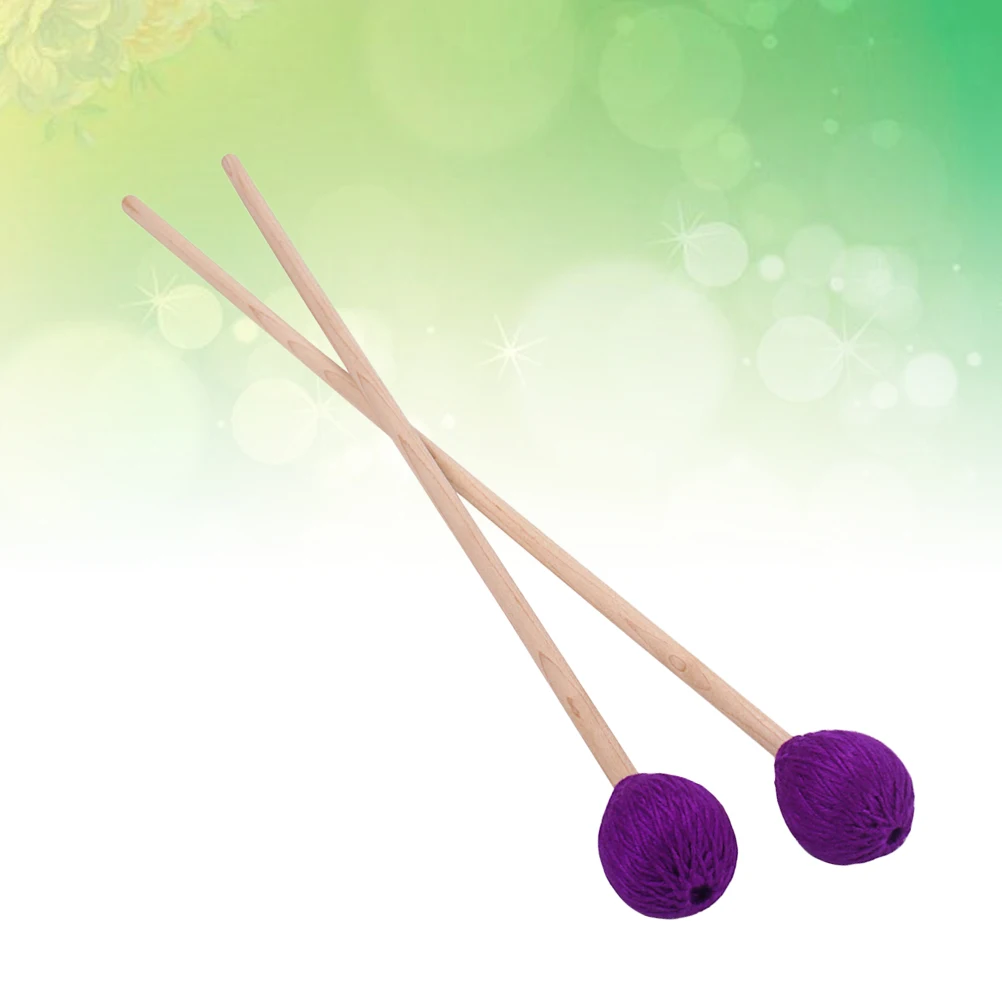 

2Pcs Wool Head Drum Mallets Purple NonYellowing Drum Mallet Maple Wood Core Bass Percussion Instrument Accessories
