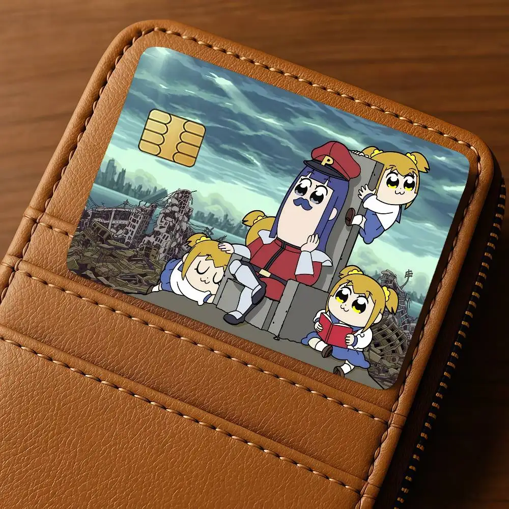 Pop Team Epic Credit Skin Cover Card Stickers 4PCS Film Bus Pass Front Decoration Bank Debit Waterproof