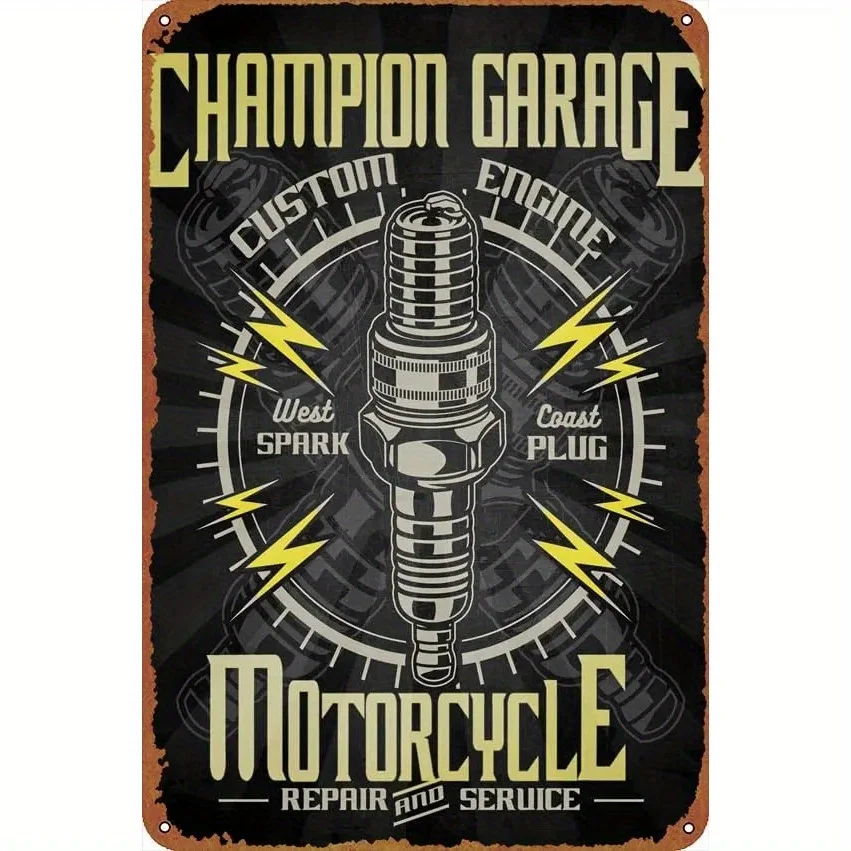 Vintage Motorcycle Mechanic Metal Tin Sign - Retro Garage Wall Art with & Bolt Design,  Rustic Iron Decor for Bars, Pubs, Cafes,