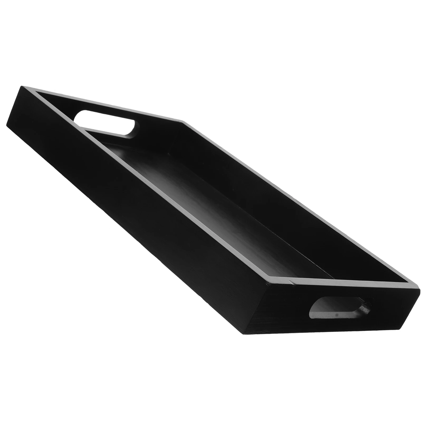 

Wooden Tray Tea 32x20x4cm Black Handle Rectangular Wood Tray Fruit Serving Snack Party Home Restaurant Cafe Buffet Household