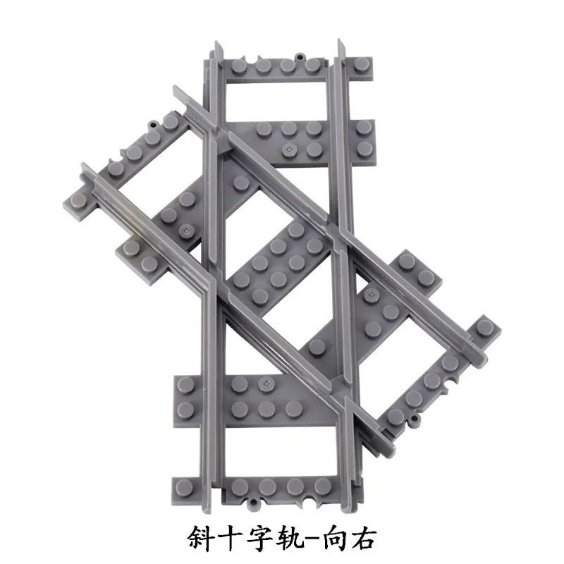 City Trains Left and Right Points Flexible Switch Railway Crossing Tracks Rails Forked Straight Curved Building Block Bricks Toy